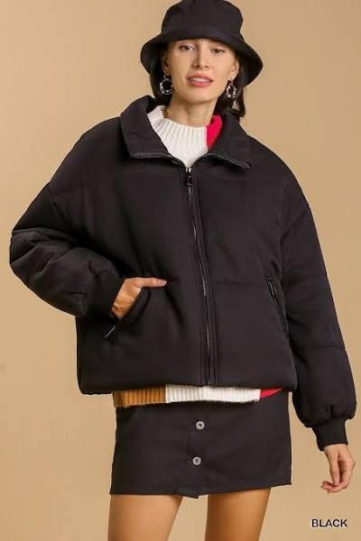 Umgee Tencel Zip-Up Quilted Puffer Jacket